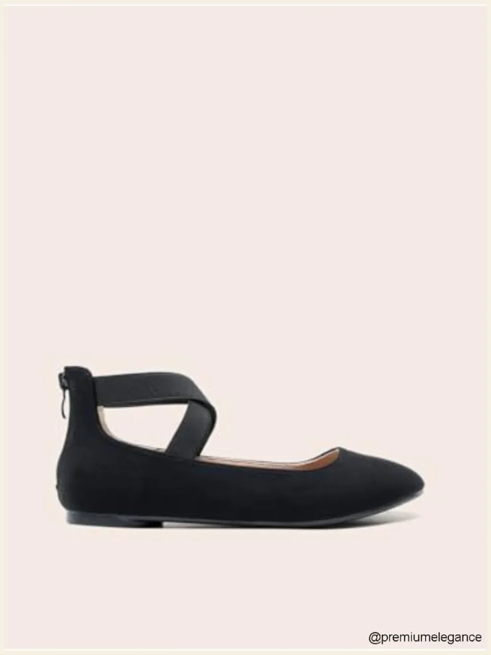 Women's Fashion Ballet Flats with Crossover Strap and Back Zipper